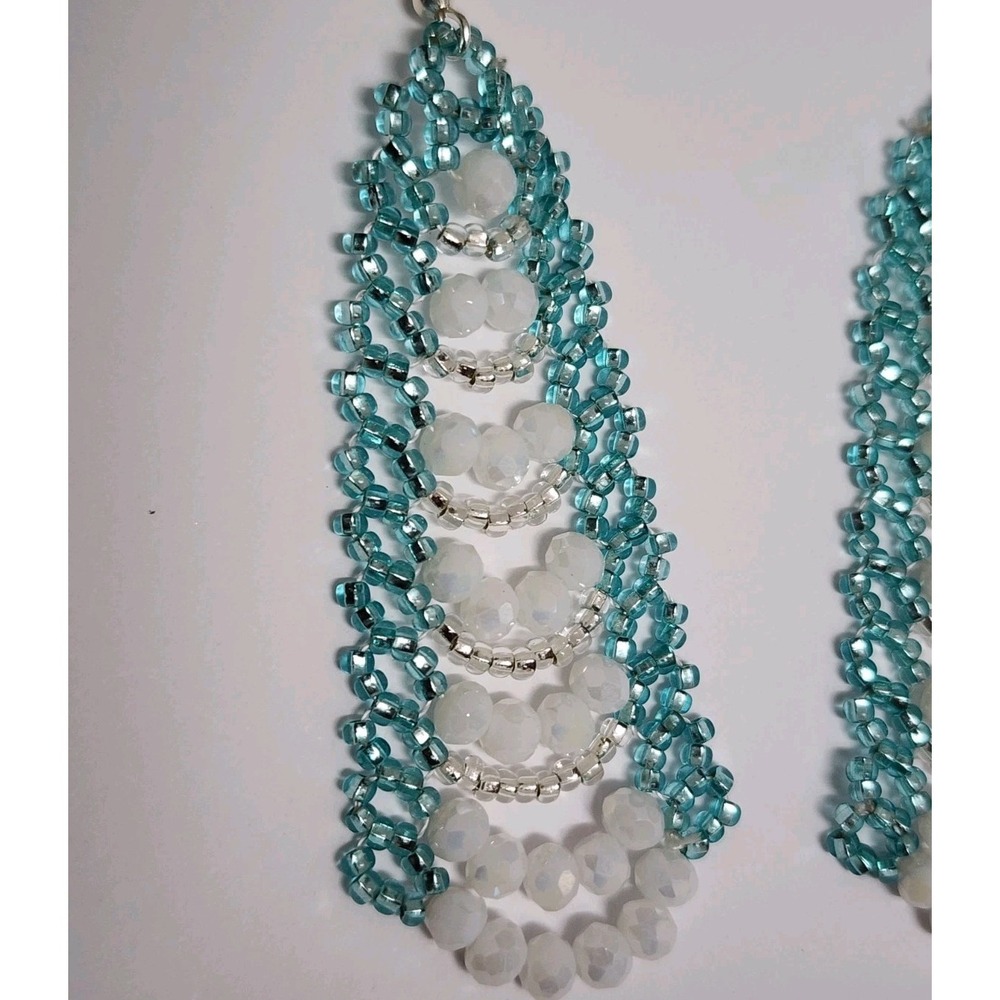 Handmade Seed Beaded Jewelry for Women. Green Turquoise Color - Picture 3 of 5